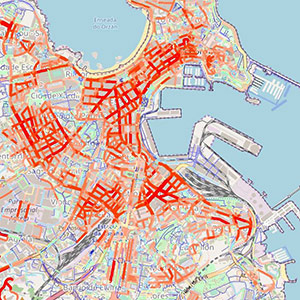 Mapa de densidad peatonal